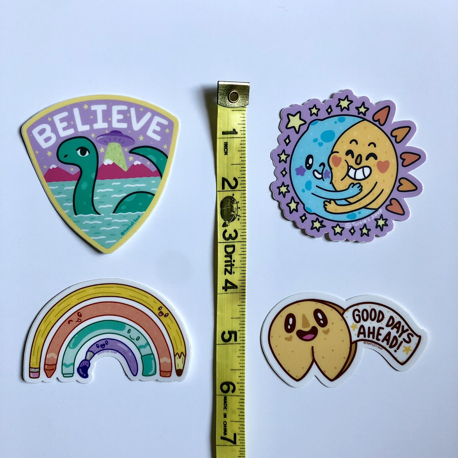 NEW! Turtle’s Soup SET OF 4 VINYL STICKERS / DECALS — 3×3” Cute Positivity Theme