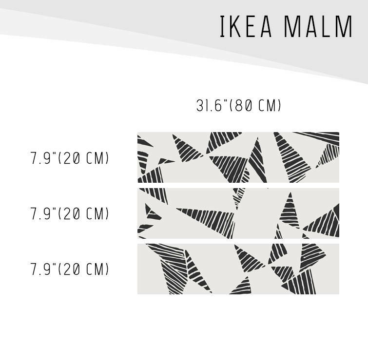 IKEA MALM dresser grey and black triangles Removable sticker for furniture