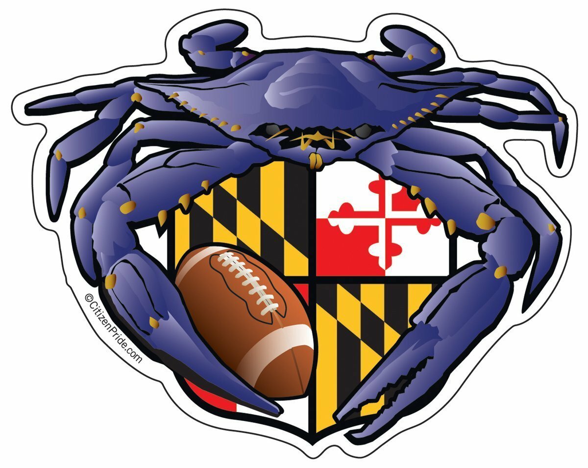 Raven Crab Football Maryland Crest Sticker, 5×4
