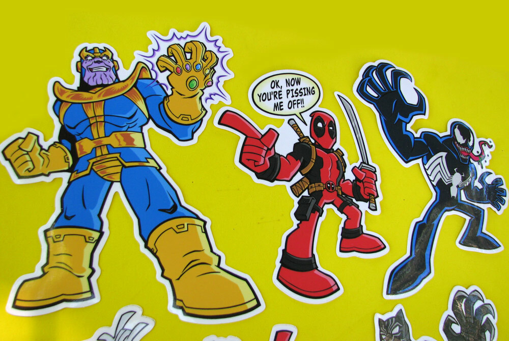 Marvel Vinyl Stickers Spider-Man Venom Deadpool Black Panther Thanos Car Decal