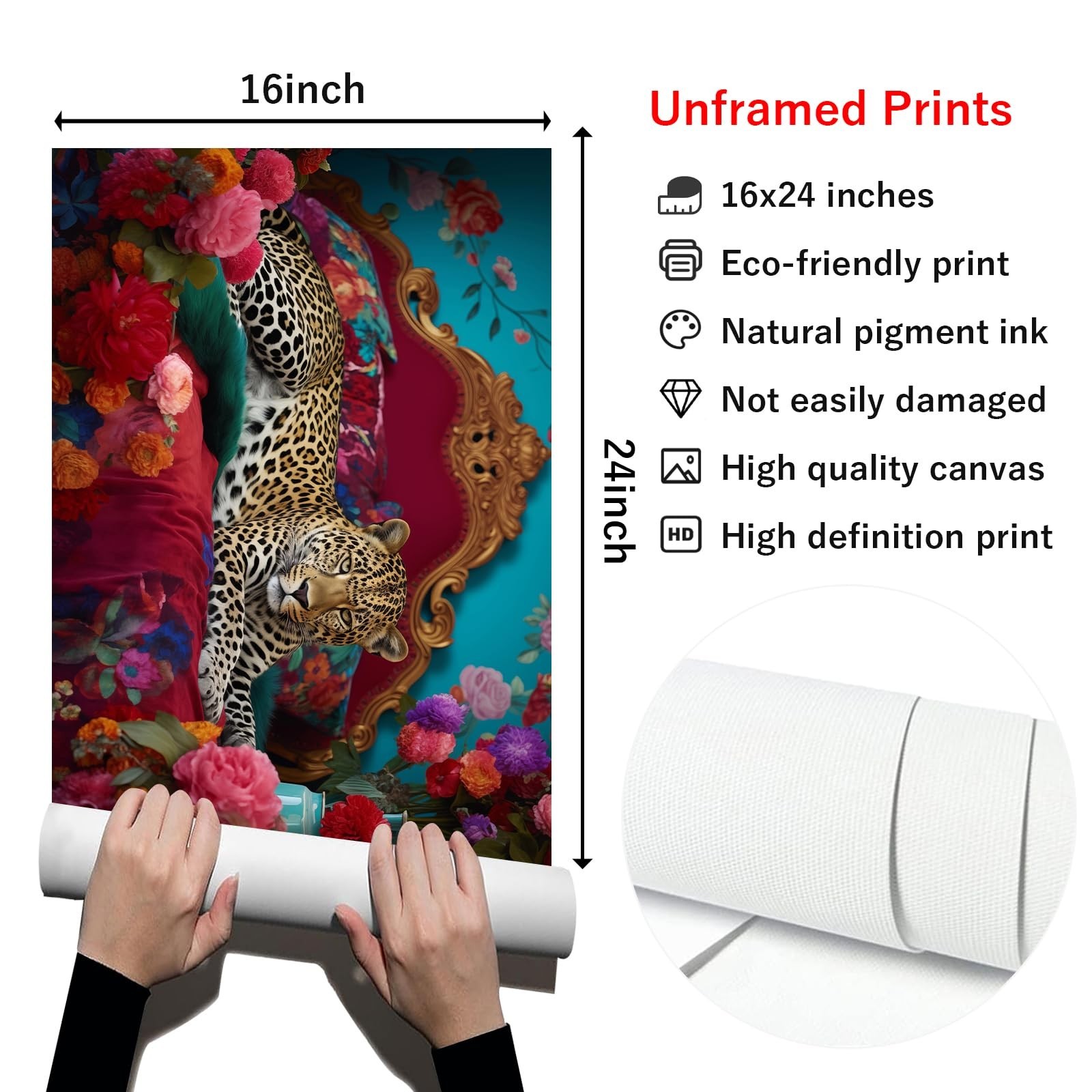 Tevenuktla Funky Leopard Wall Art Aesthetic Animal Posters Cheetah Print Canv…