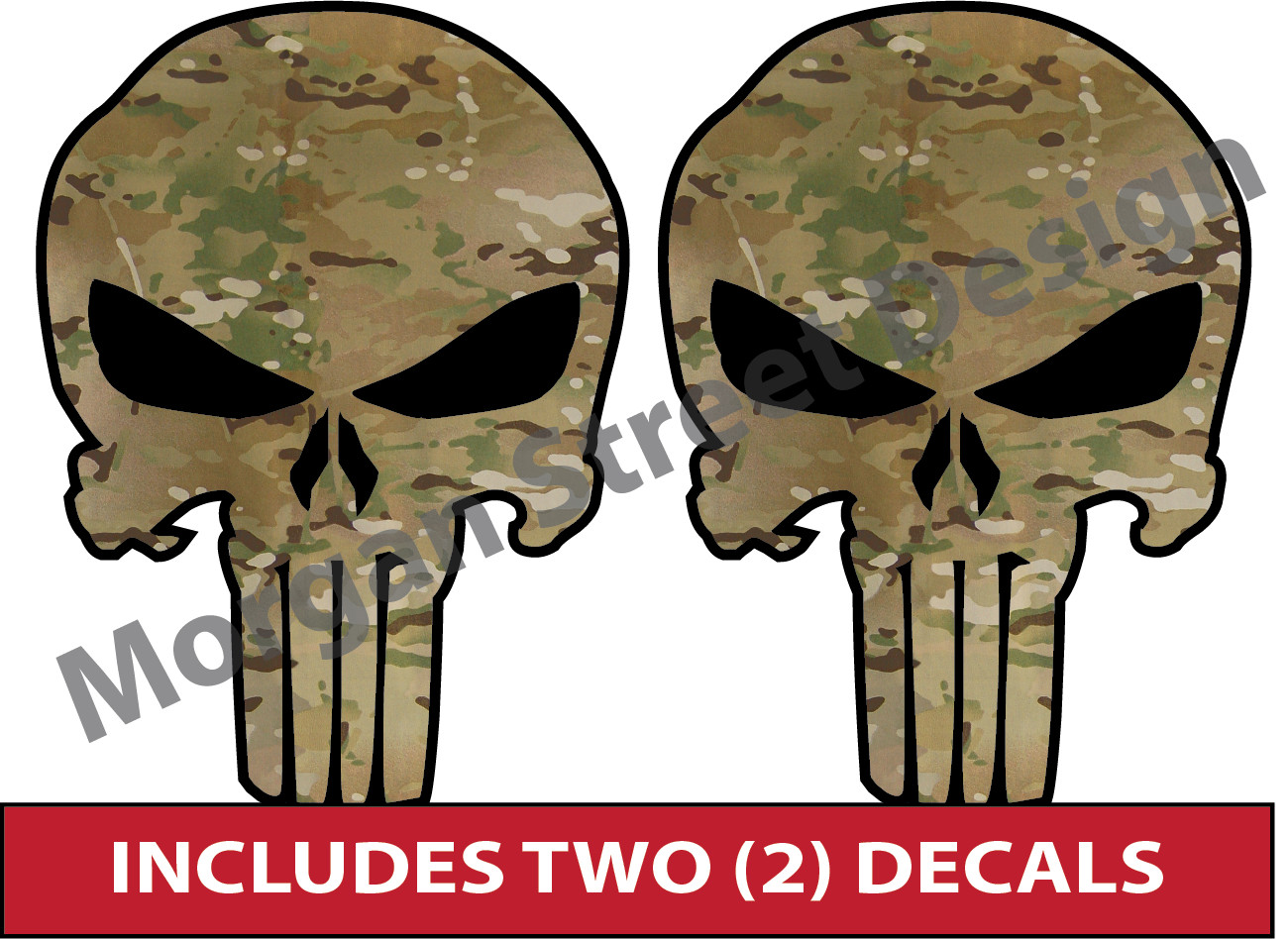 Two (2) Yeti Multicam Army Punisher 2.75” Phone Yeti Decal Sticker