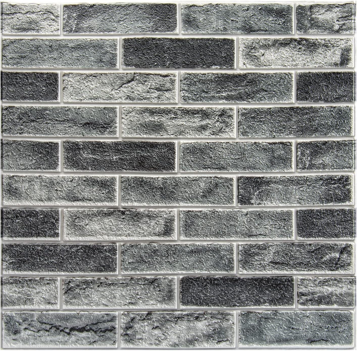 10-Piece Faux Brick Acoustic Wall Panels, Peel and Stick – 52.5 Sq.Ft Stone Ash