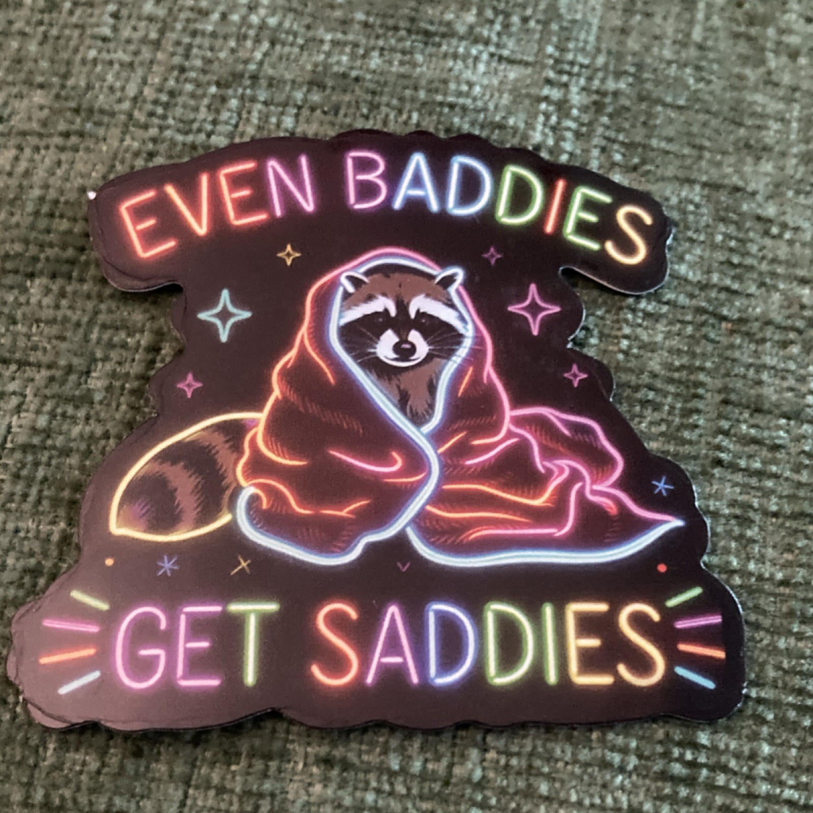 6 Multicolor Vinyl Stickers Set, Neon Art, Humorous Animals, Waterproof, Modern