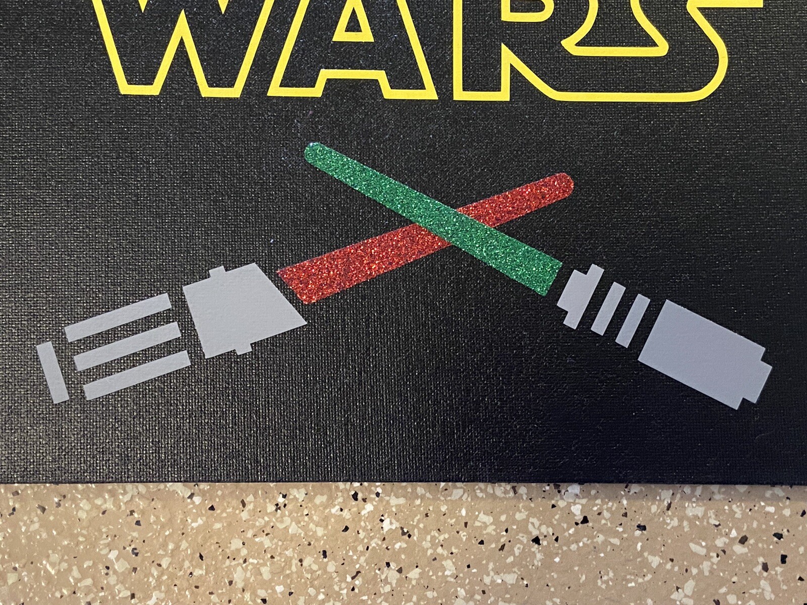 Handcrafted Star Wars With Lightsabers Vinyl On Canvas 9×12 Signed Artwork