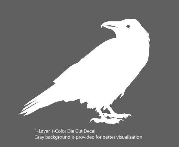 Wildlife – Birds – Staring Raven/Crow/Corvid – 6Yrs Outdoor Vinyl DieCut Sticker