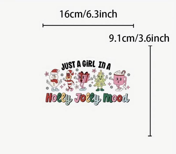 Christmas Sticker -Just A Girl In A Holly Jolly Mood, Holiday Sticker