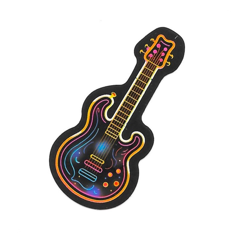 Neon Electric Guitar Vinyl Sticker Music Rock Retro Glow Decal Laptop Musician