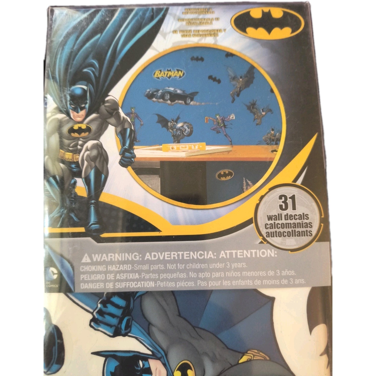 31 Peel & Stick Batman & Joker Wall Decals 2017 Reusable Stickers Kids Room NOS