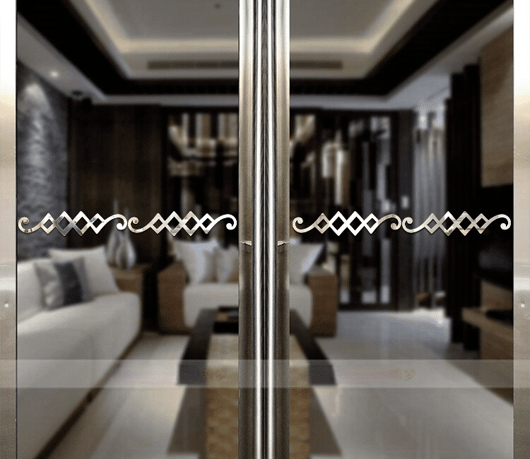 3D Acrylic Mirror Waistline Wall Sticker Trim Strip Home Window Glass Door Decal