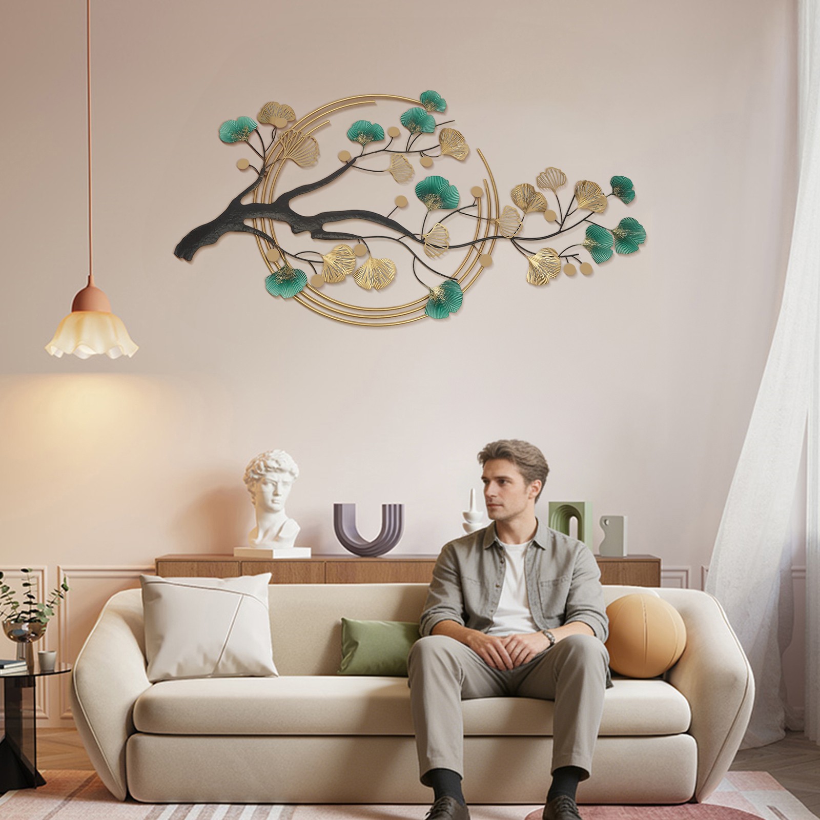 Metal Wall-mounted Home Decoration Art Creative Ginkgo Decor For Living Room