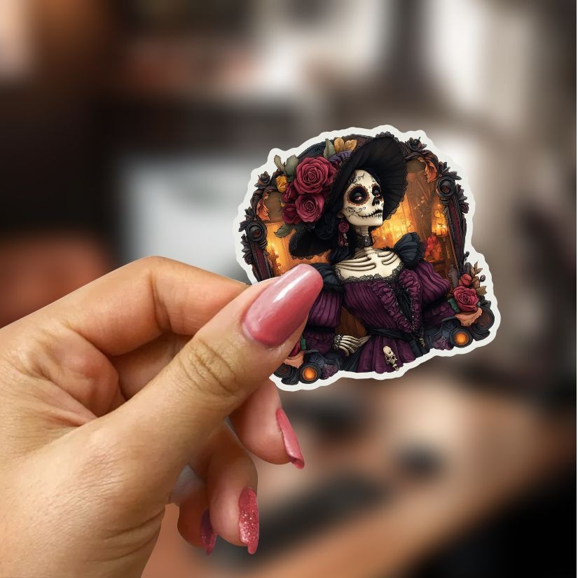 Catrina, Day of the Dead, skull , Sticker, Peel N' Stick, Different Sizes