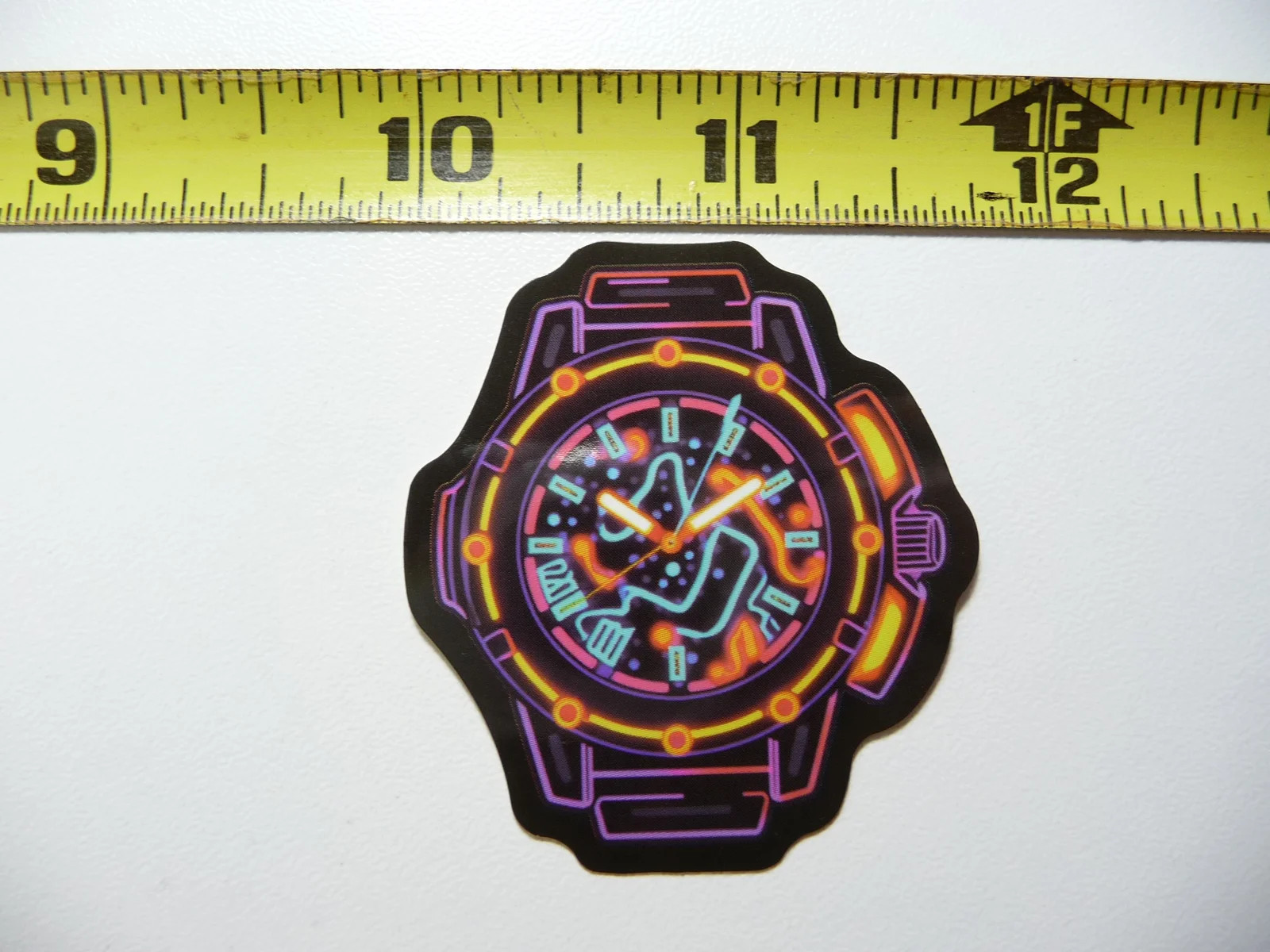 COOL ANALOG WATCH SMALL STICKER DECAL NEON STYLE FUN COLORFUL DECO