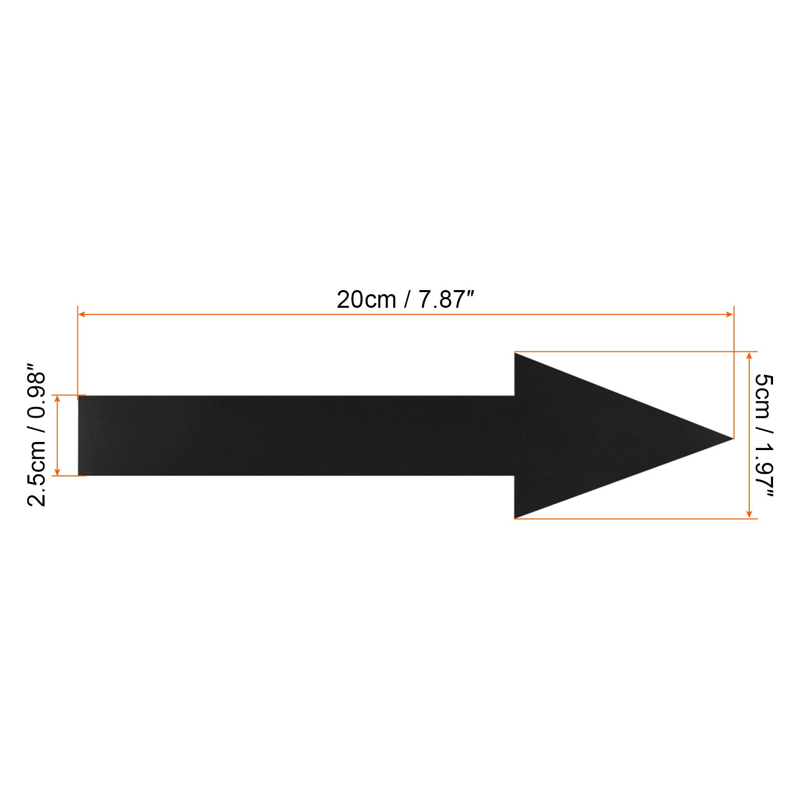 15Pcs 8"x2" Arrow Sticker PVC Adhesive Large Arrow Sign Black