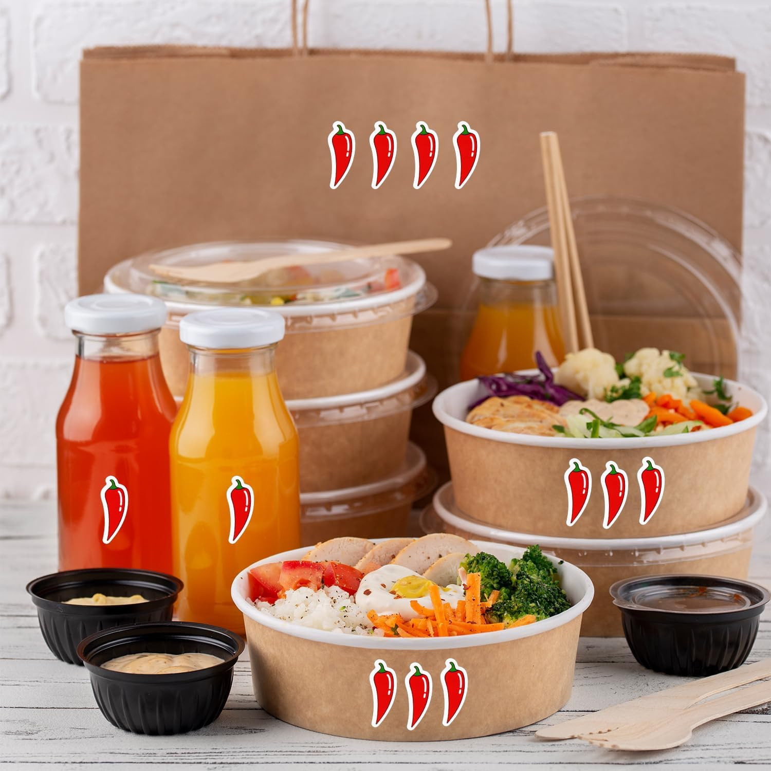 600Pcs Chili Stickers, Spicy Stickers for Kids Self Adhesive Peel and Stick, Red