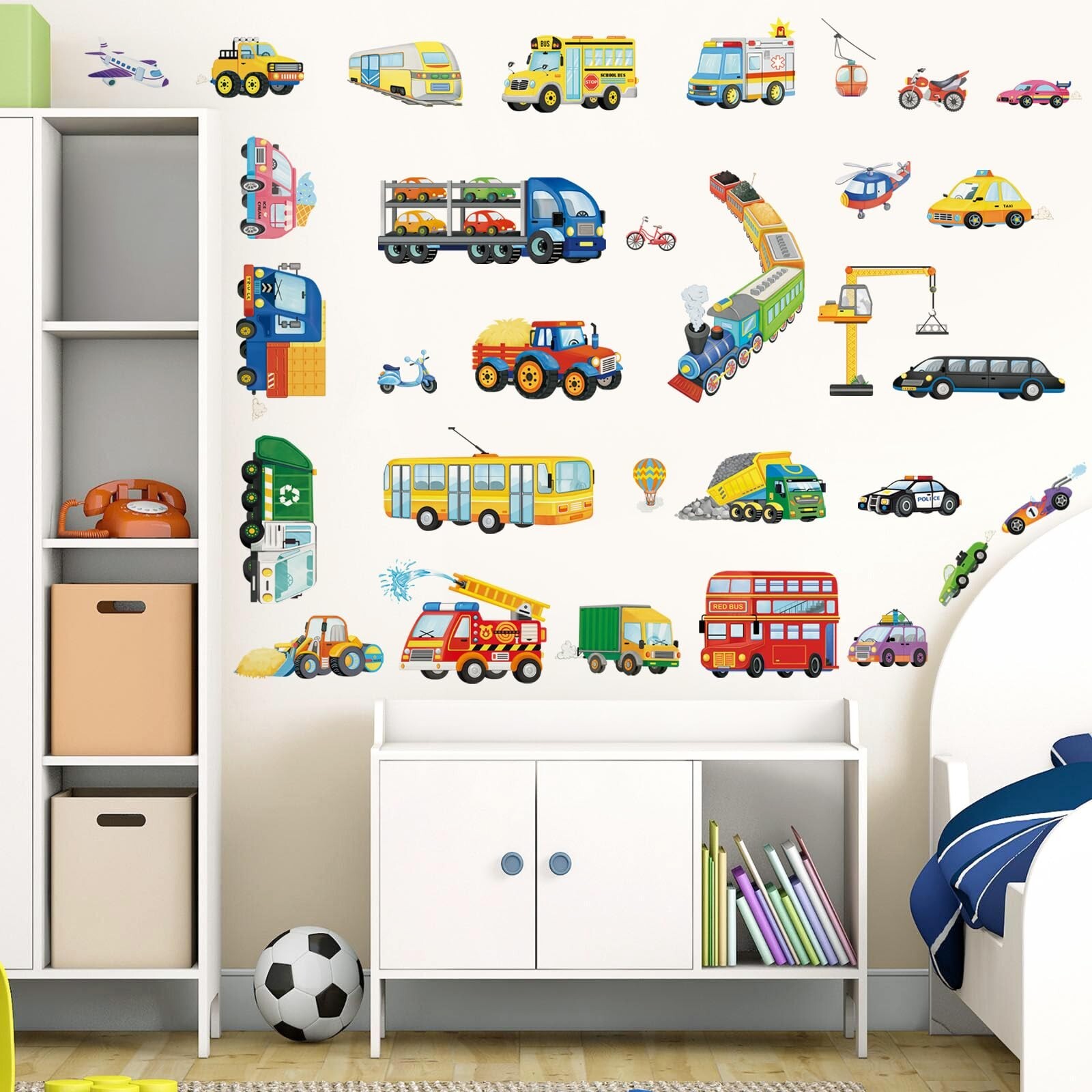 wondever Transport Car Wall Stickers Truck Construction Vehicles Wall Art Dec…