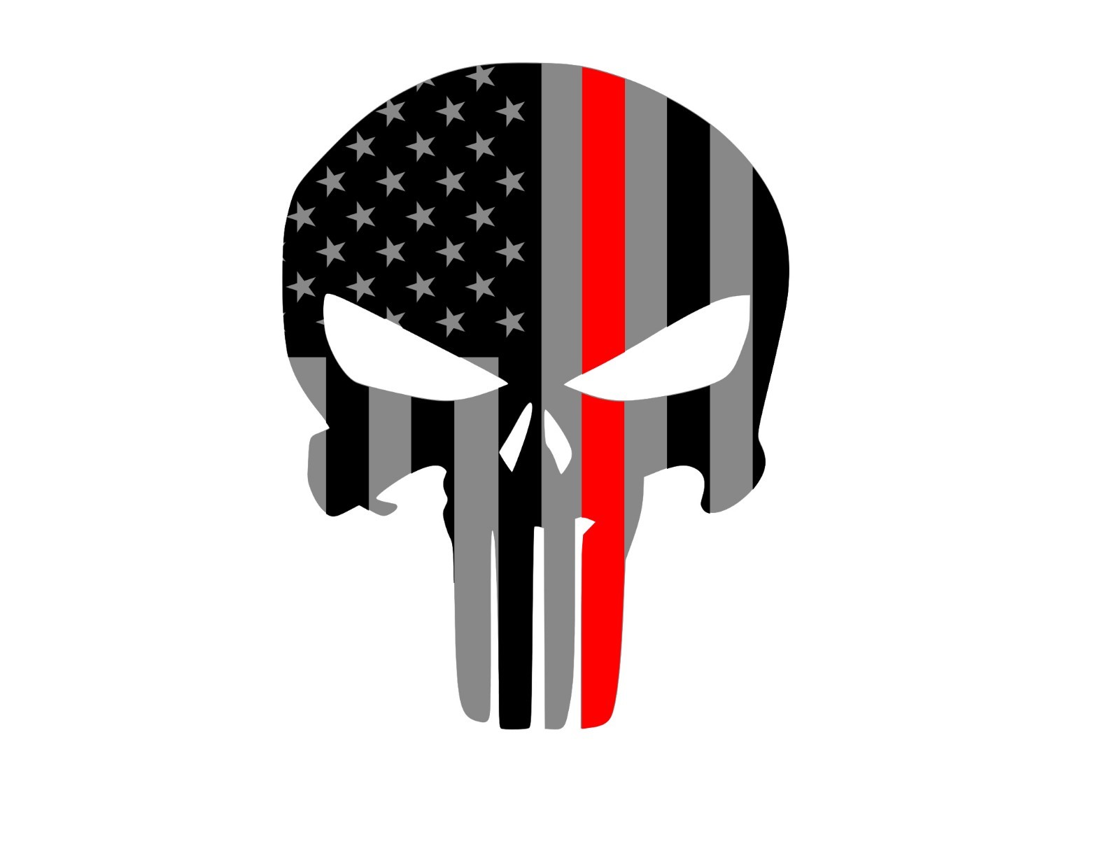 PUNISHER SKULL American Flag THIN RED LINE Vinyl Decal Sticker