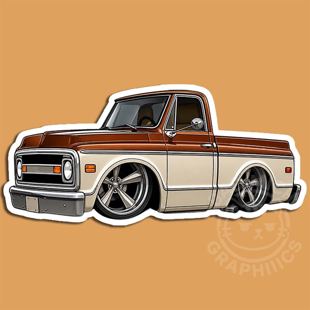 Chevy c10 1967 1968 1969 1970 1972 Sticker Decal Illustrated Pickup Truck Window