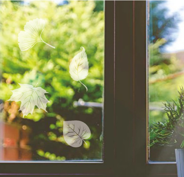 Window Decals for Bird Strikes,52 Pieces Large Leaf Shape anti Collision Window
