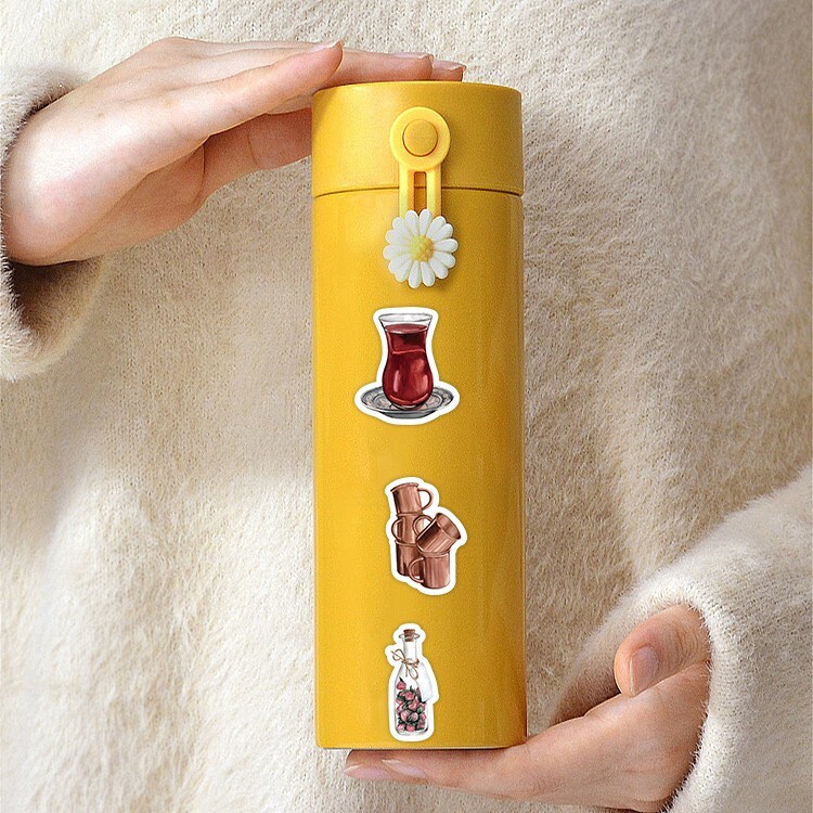 50pcs RETRO Vintage Stickers, Perfume Bottle Wine Cake Leaf, #239