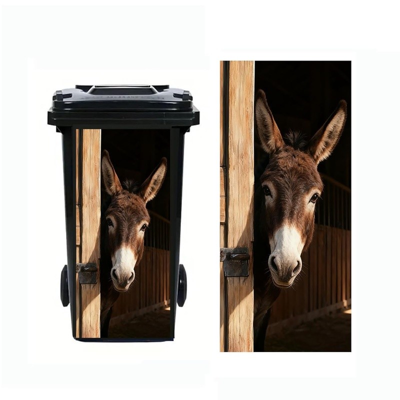 Funny Animal Pattern Trash Can Decal Sticker Large Bins DIY Decoration New