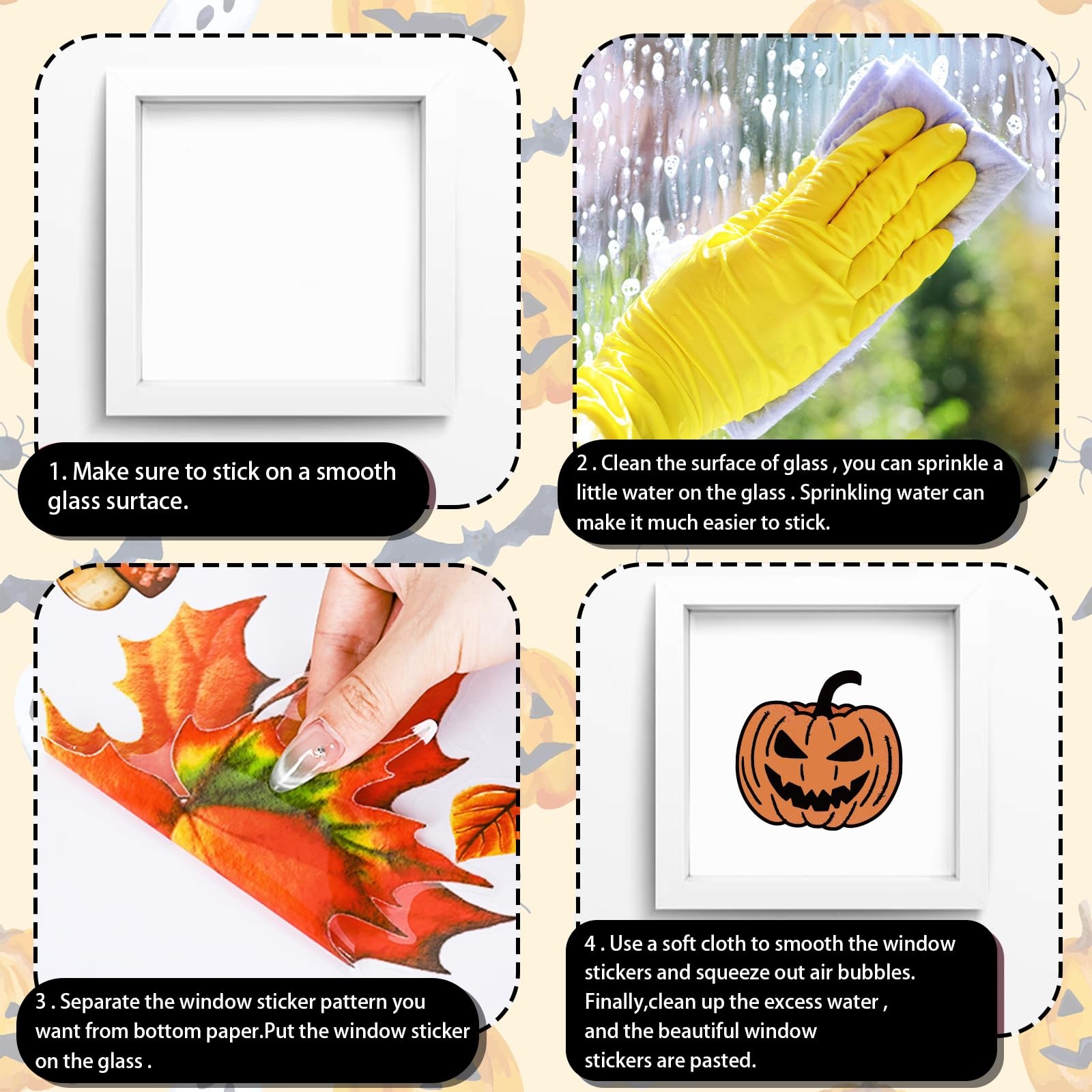 JarThenaAMCS Halloween Ghost Window 11 x 14 inch, 7 x 11.8 Black Orange