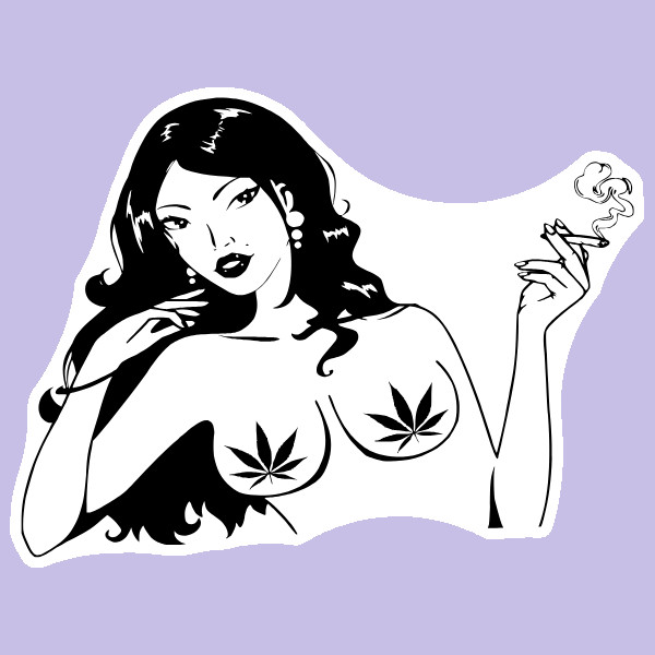 Weed Marijuana Sexy Woman Decal Sticker UV Vinyl Top Layer Ganja Smoke Accessory