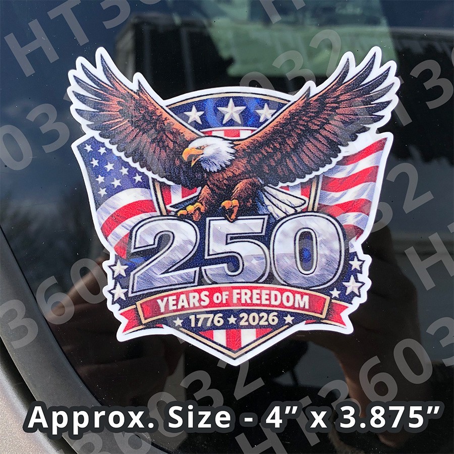 USA 250 YEARS of FREEDOM 1776-2026 Anniversary America Sticker Soaring Eagle