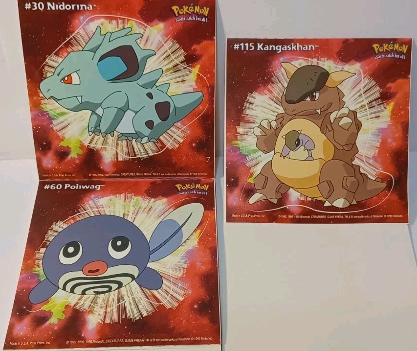 1999 Pokemon Stick Ups Wall Decals Series C in Original Package