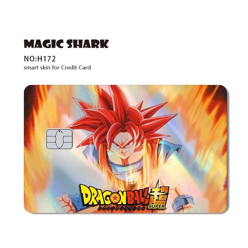 Magic Shark Holographic Credit Card Sticker Goku Vegeta Skin Cover New
