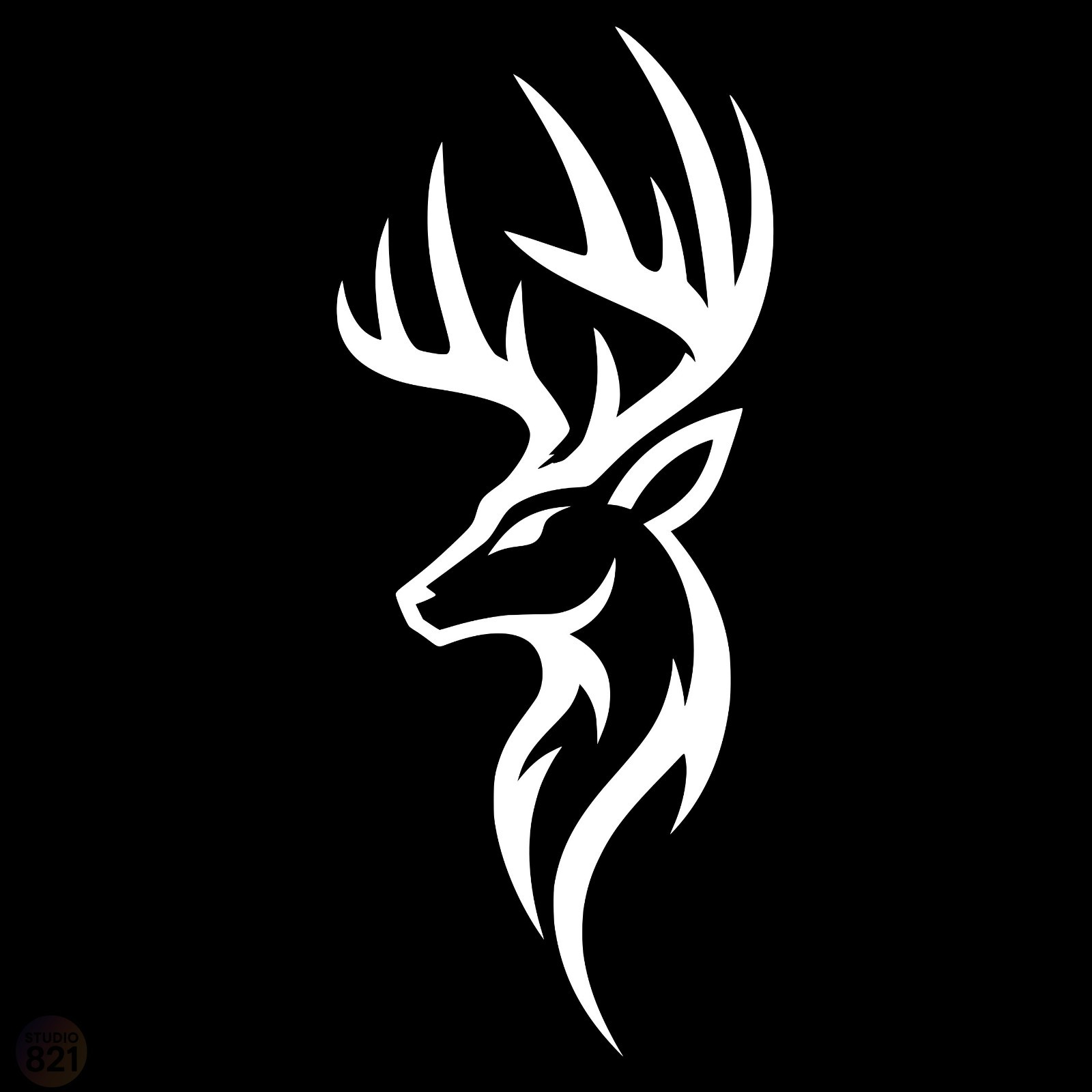 Deer Head Decal | Buck Antler Sticker | Hunting Truck Window Vinyl Art