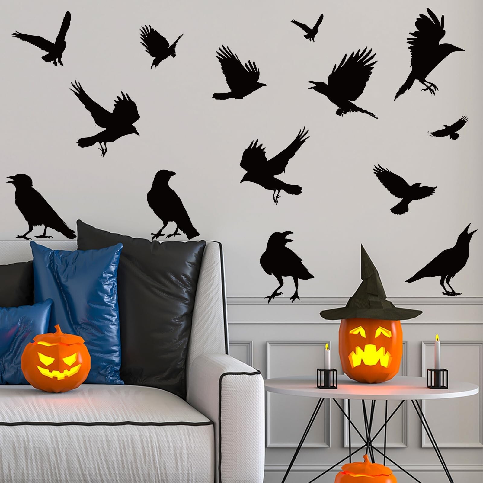 Halloween Wall Stickers Black Crow Wall Decals Removable Room Mural Stickers …