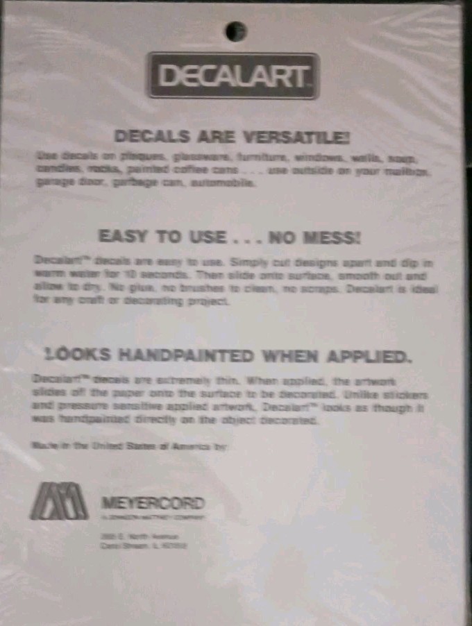 Vintage MEYERCORD 1981 decal. Never opened craft 9 by 6 1/2 Holly Hobbie style
