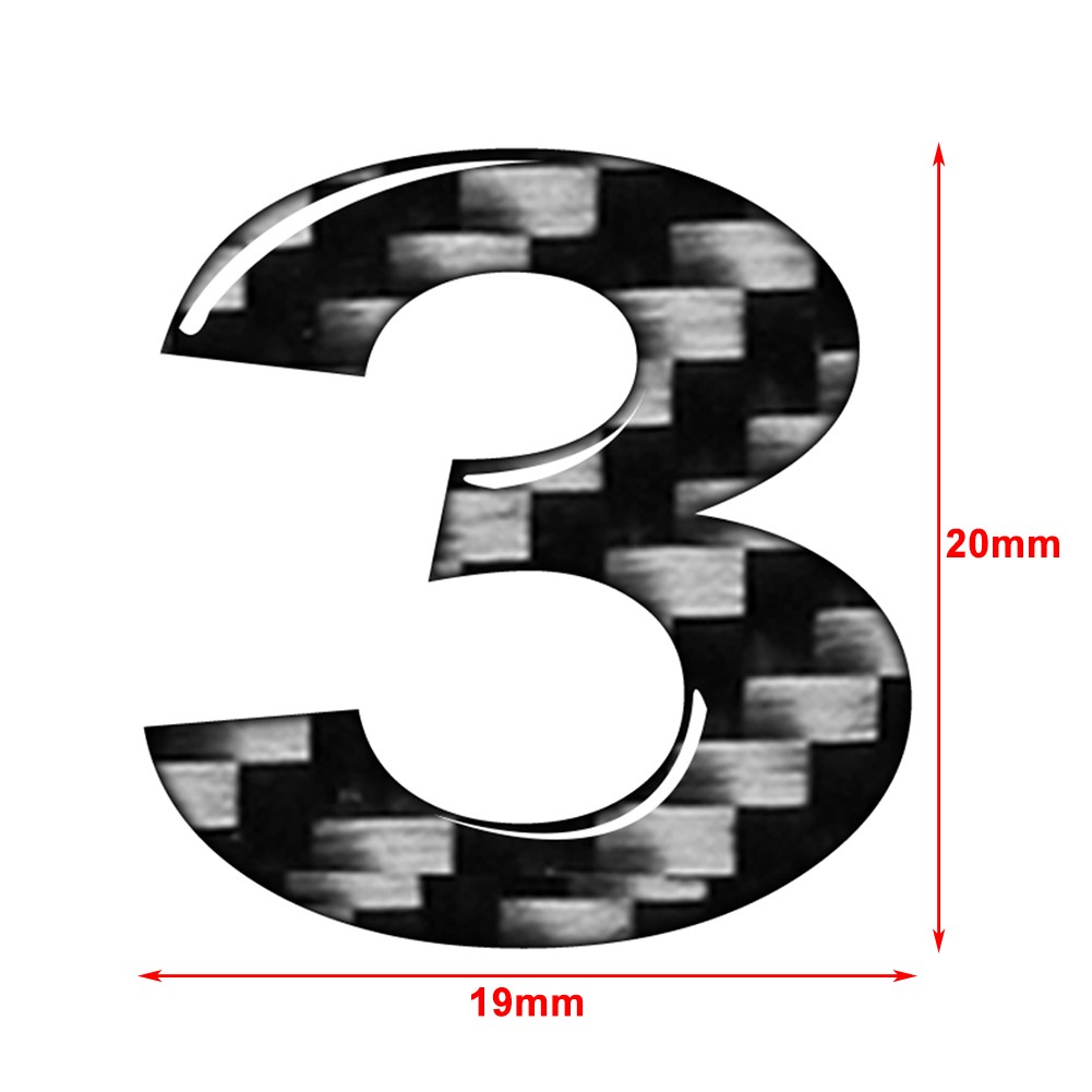 Window Door Wall Car Badge Emblem Number Signs Decals Stickers 3 Carbon Black