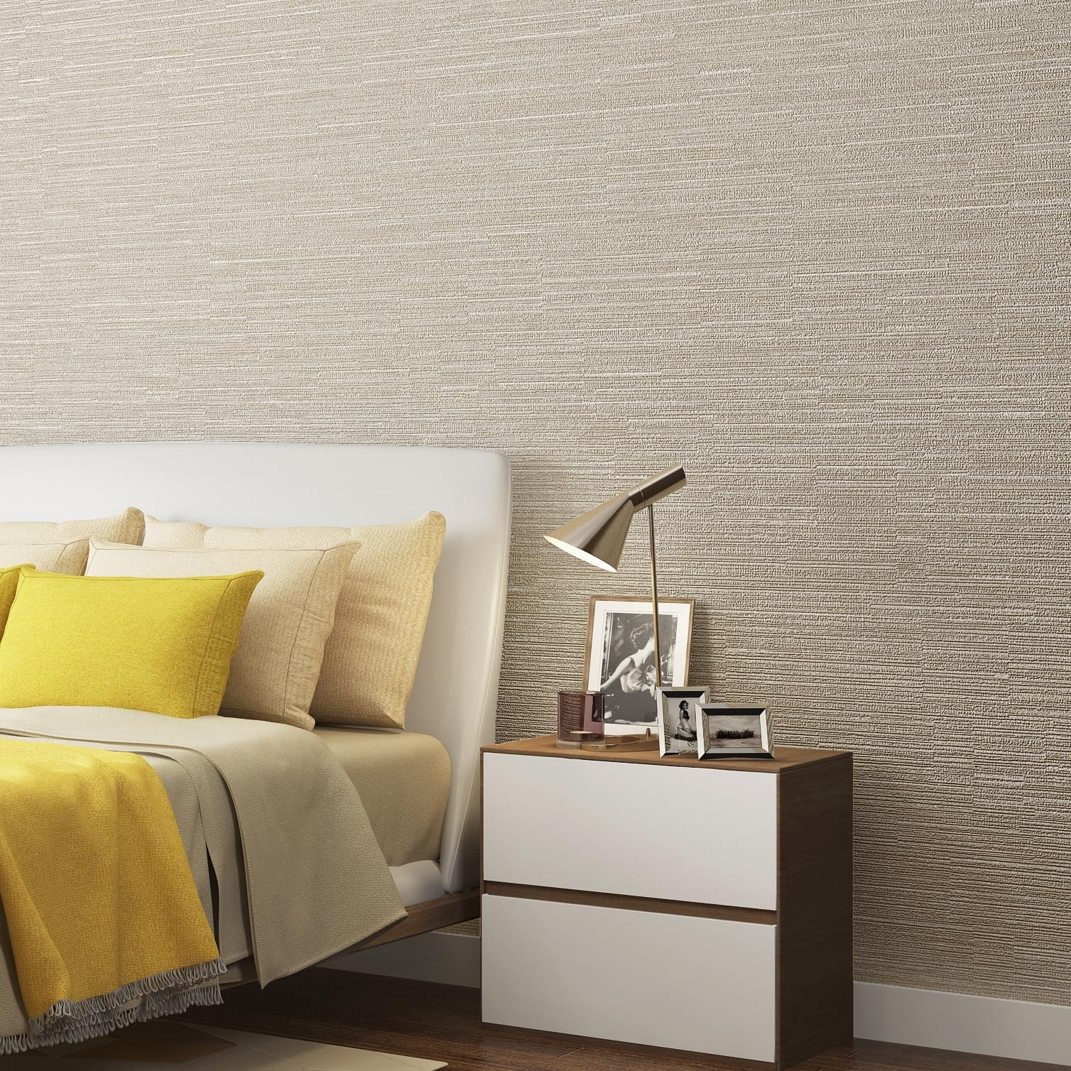 Haimin Grasscloth Wallpaper Peel and Stick 20.9in X 393in Fabric Contact Pape…