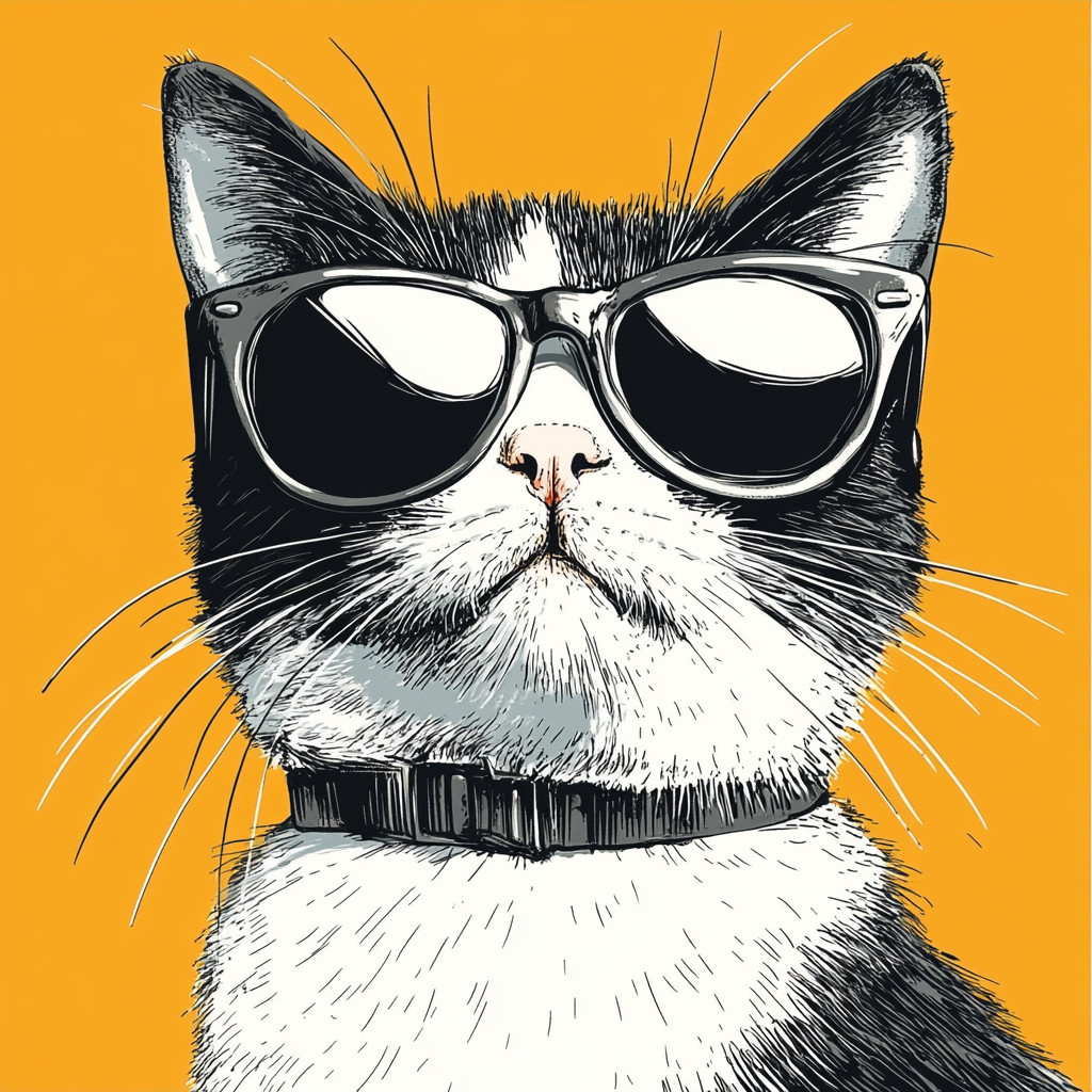Wall Decal Sticker Cat with Sunglasses Wall Sticker 18X18cm Large