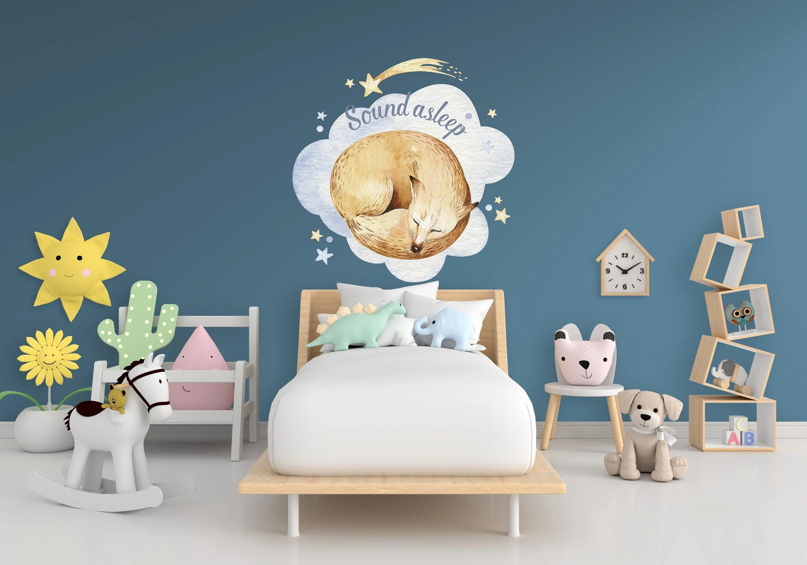 Baby Nursery Wall Decor Sticker – Cloud Moon Star Dream Decoration Animal Decal
