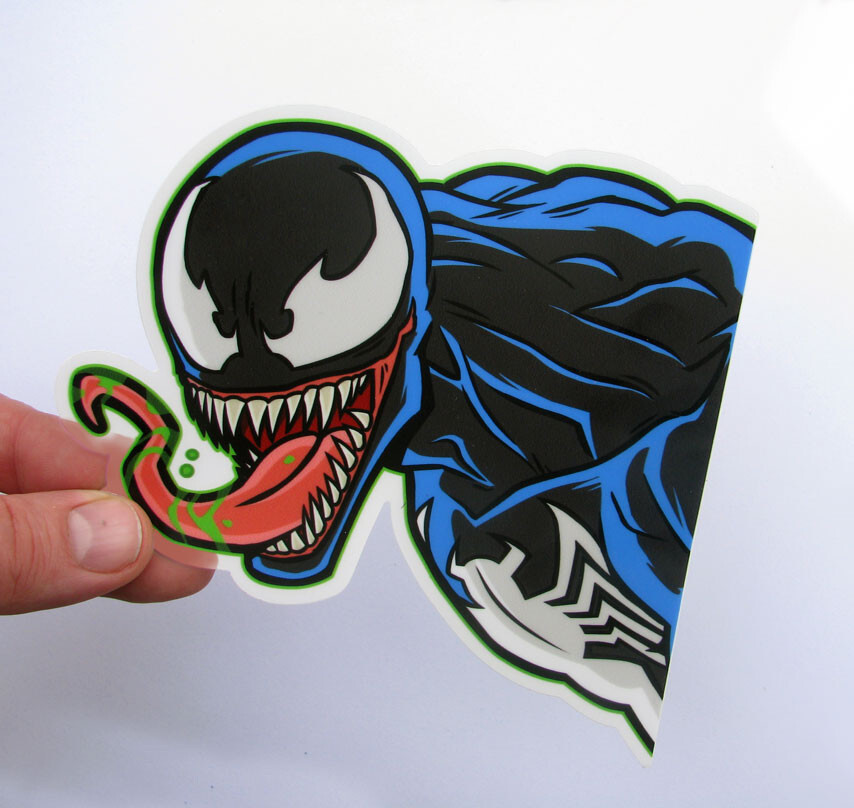 Venom Peeking Clear Vinyl Sticker 80s Marvel Spider-Man Car Laptop Comic Decal