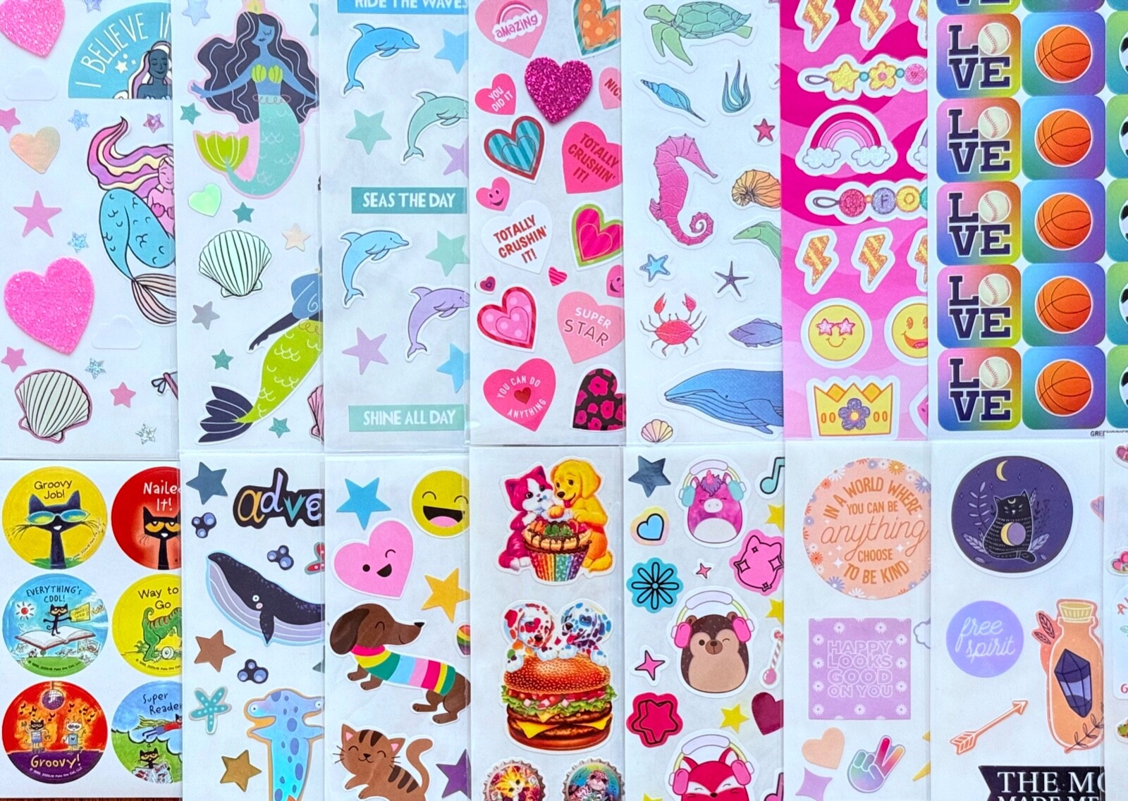 15 Sticker Sheets, Fun Funky Motivational Quotes all Ages, School Rewards Party