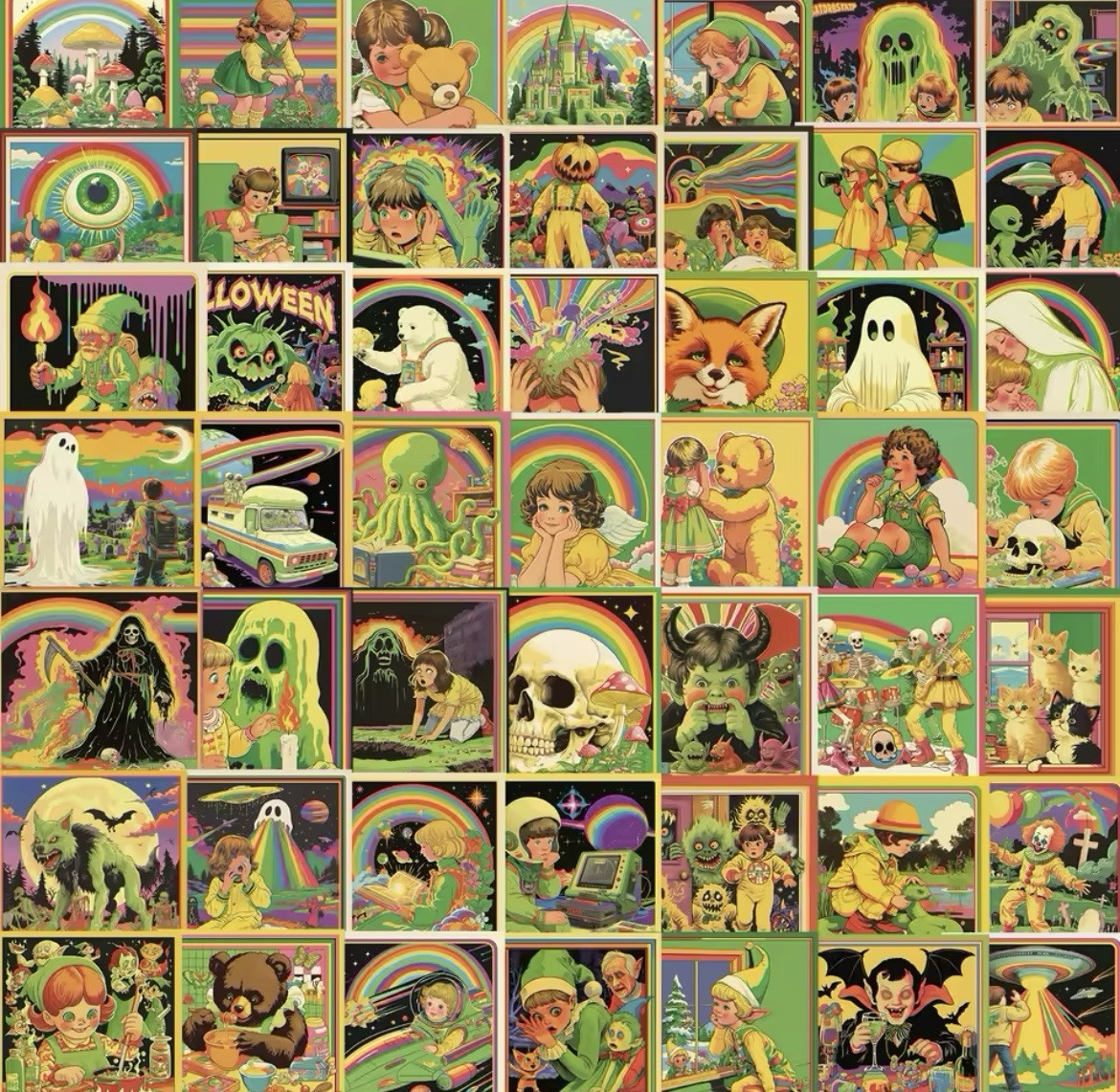 Retro Comic Horror Stickers 50pk Classic Horror Mixed Retro Fun Random Stickers