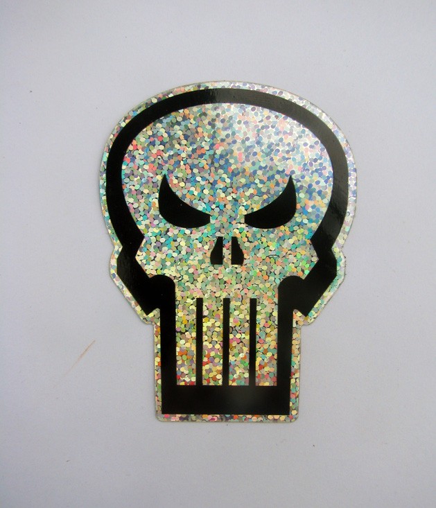 3" Punisher Skull Glitter Sticker 80s Marvel Car Laptop Comic Decal