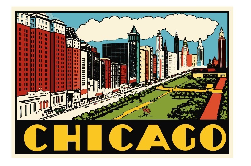 Chicago Vintage Style Sticker Decal R8518