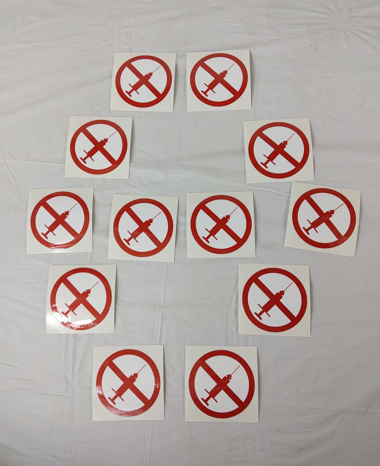 No Syringe Needles Round Trash Can Receptacle Stickers 12 Individual Stickers
