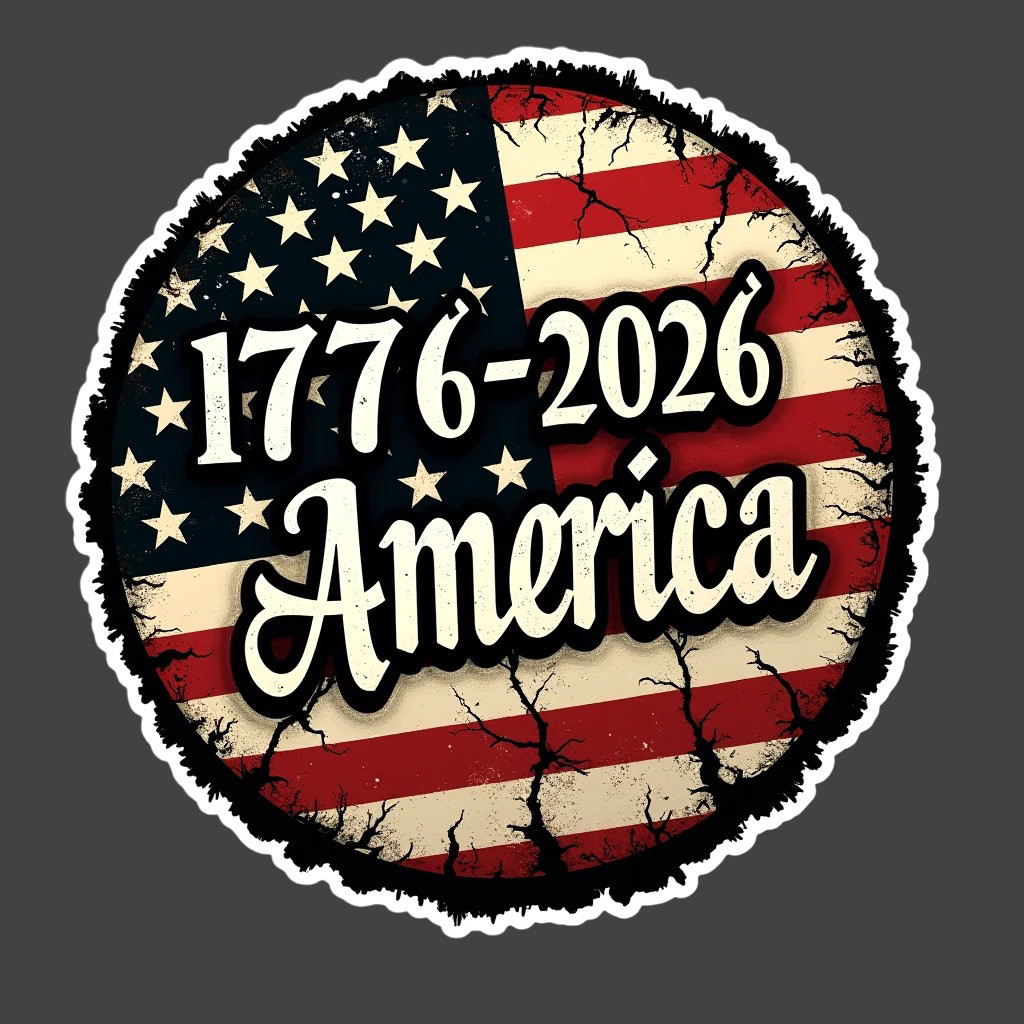 America 1776 2026 Sticker Vinyl Decal Patriotic Flag USA Independence Vintage