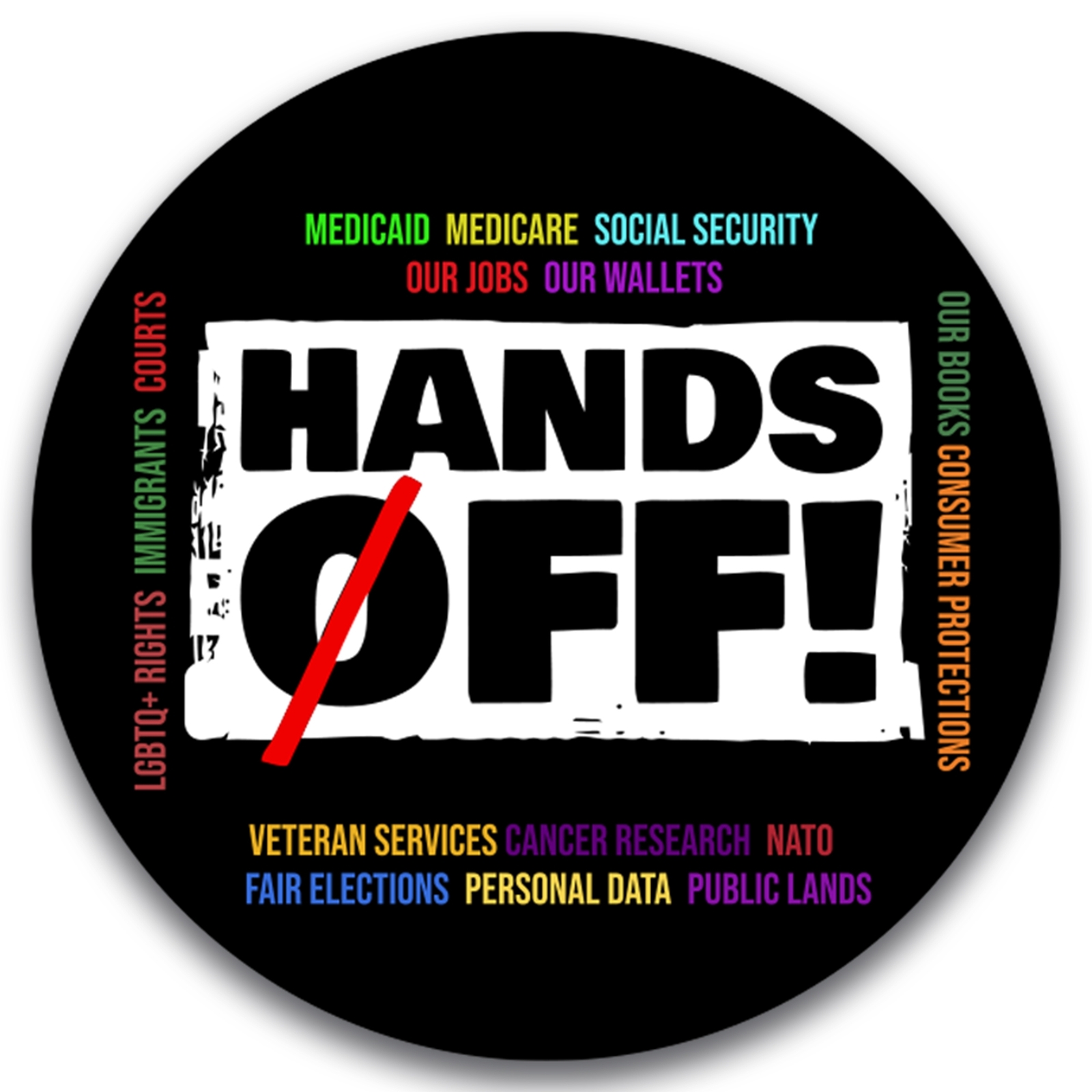 Magnet Me Up Hands Off Social Security Magnet – 5 inch Round, Political Protest