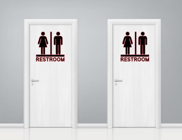 Restroom Bathroom Sticker PICK SIZE COLOR Vinyl Decal Men Women Unisex Sign Shop