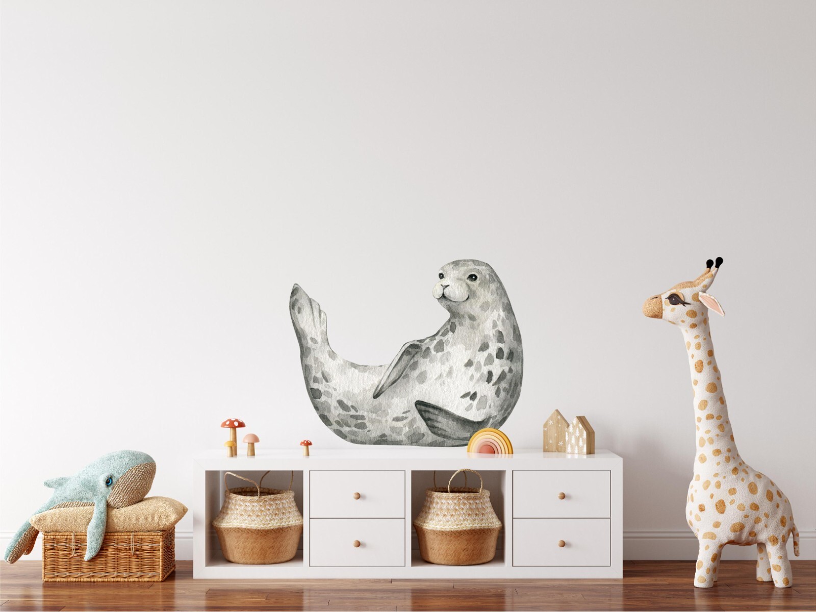 Whimsical Spotted Seal Ocean Fabric Wall Decal Removable Arctic Sea Life Nursery
