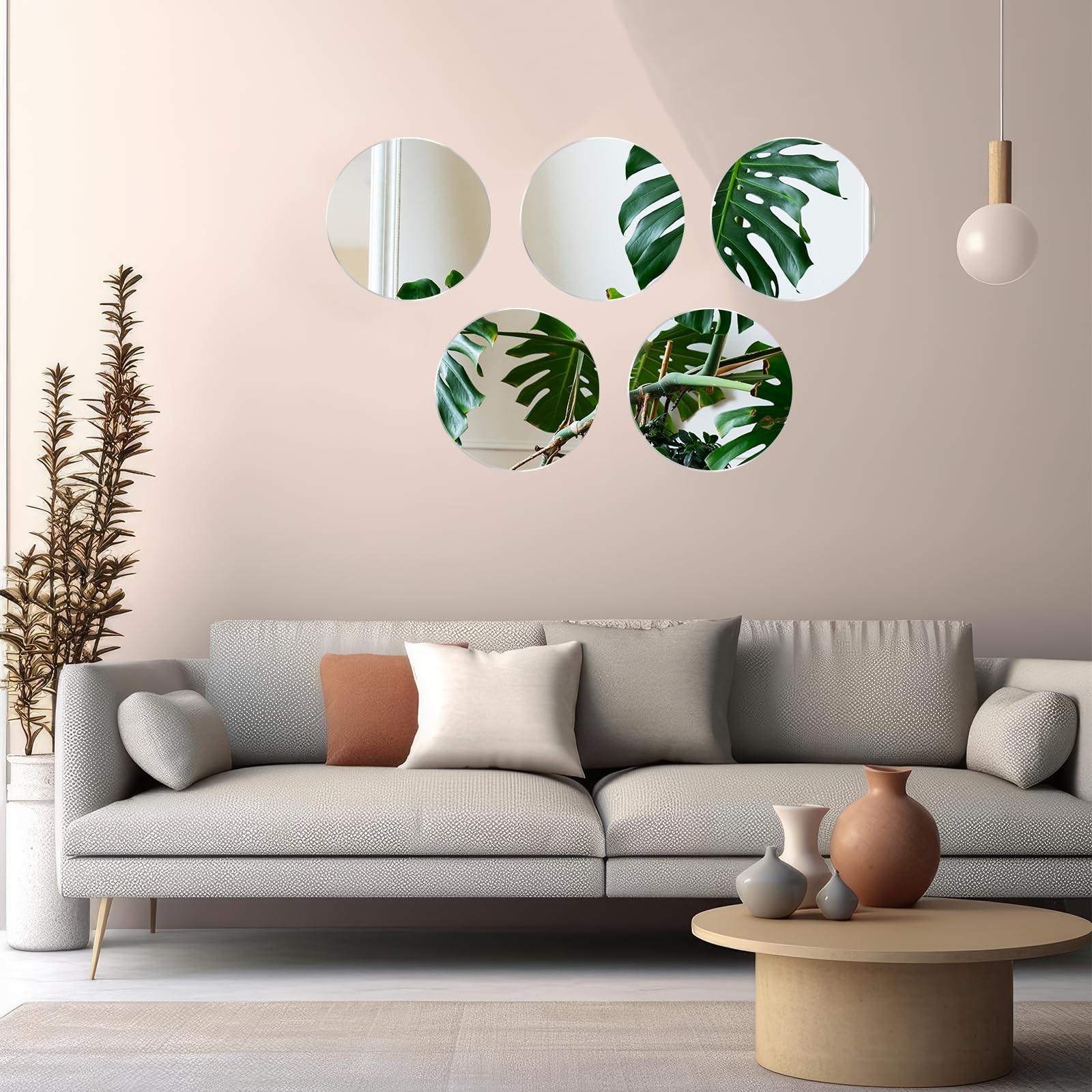 Aeaocvo 5 Pack Acrylic Round Mirrors, 4” Non-Glass Round Mirrors for Wall Dec…
