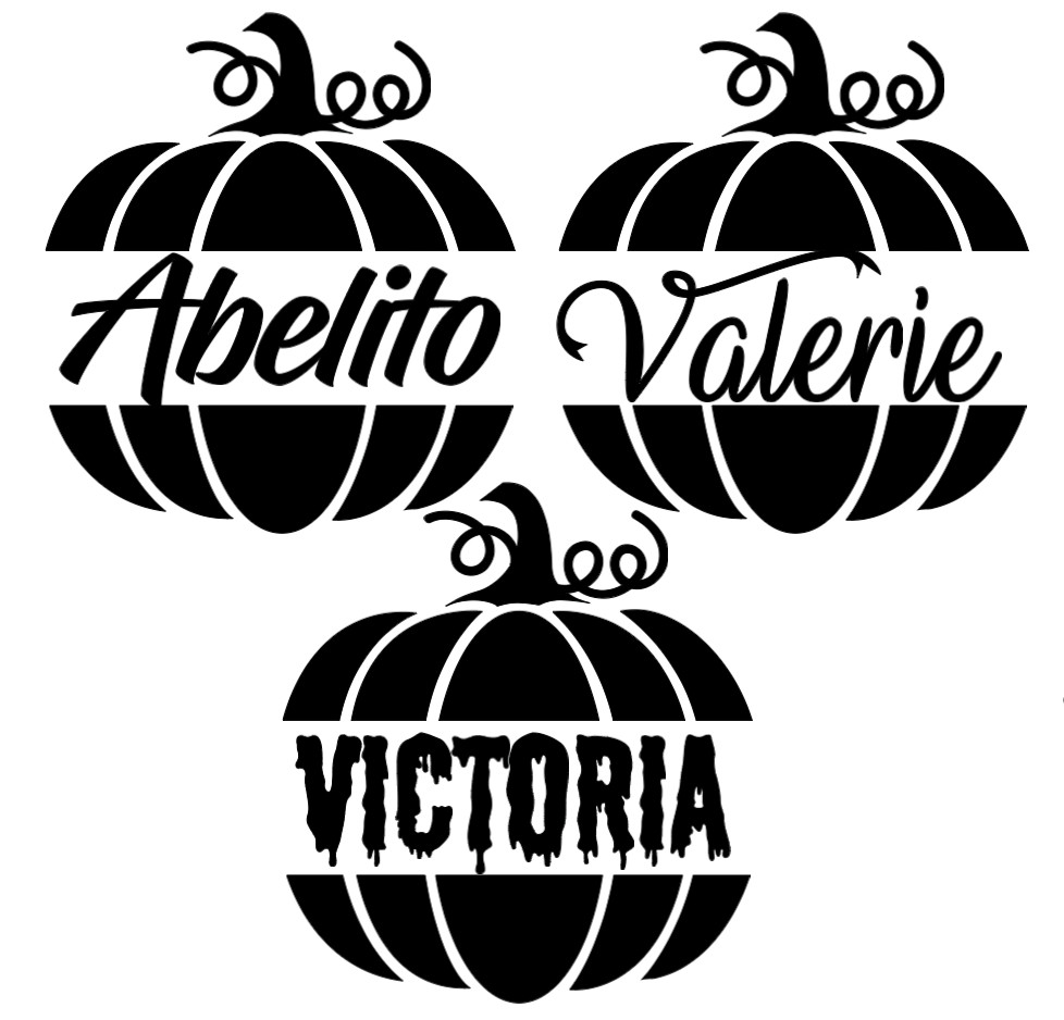 Custom Pumpkin Split Monogram Halloween Fall Teacher Vinyl Name Decal Party