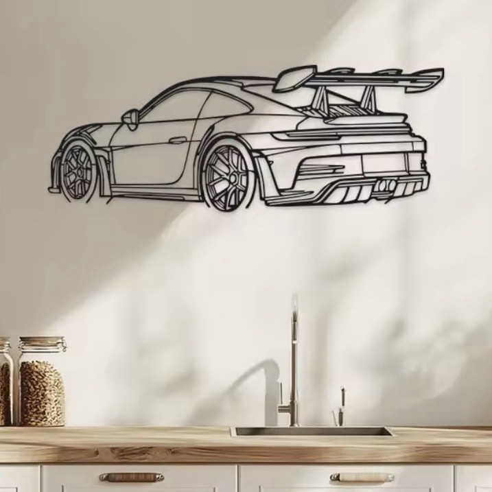Porsche 911 GT3 RS Metal Wall Art Garage Decor Racing Car Man Cave Sign